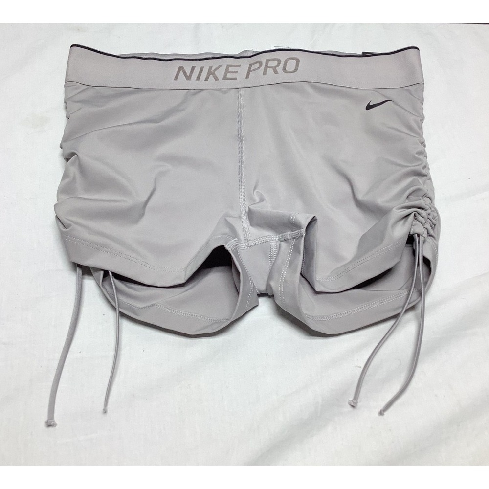 NEW Nike Pro Tight Fit Gray Shorts w/Cinch Ties Women's Size Large BV3292-059